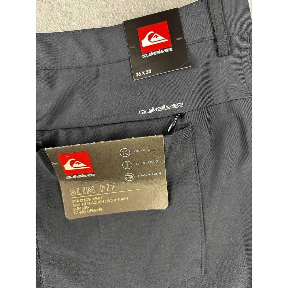 Quiksilver Pants Mens 36x30 Black Stretch Tech Woven Slim Fit Golf Performance - Picture 10 of 11